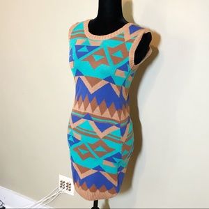 NWOT turquoise tribal pattern material dress